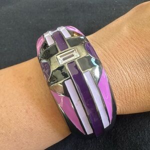Purple and Black Geometric Bangle Bracelet